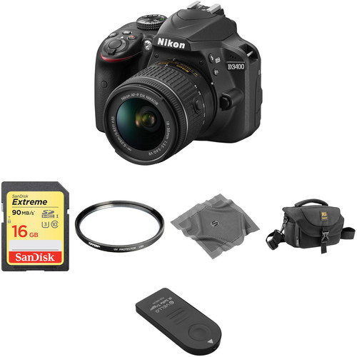 Nikon D3400 DSLR Camera with 18-55mm Lens Basic Kit (Black)