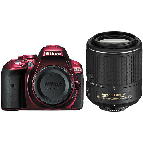Nikon D5300 DSLR Camera with 55-200mm Lens Kit (Red) B&H Photo