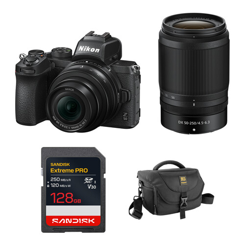 Nikon Z50 Mirrorless Camera with 16-50mm and 50-250mm Lenses and Basic Bundle