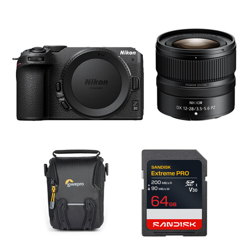Nikon Z30 Mirrorless Camera with 12-28mm f/3.5-5.6 Lens and Accessories Kit