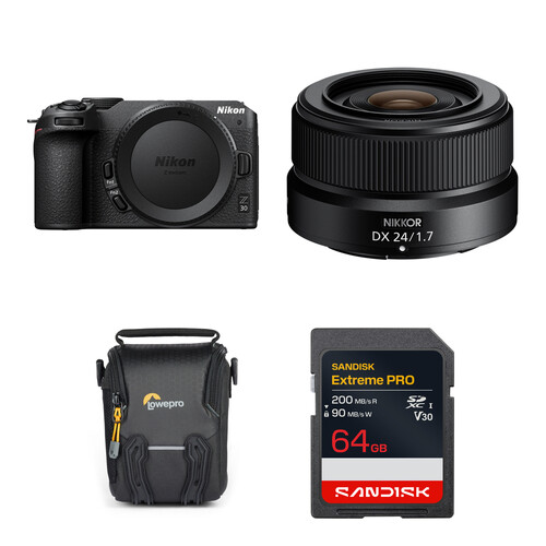 Nikon Z30 Mirrorless Camera with 24mm f/1.7 Lens and Basic Bundle