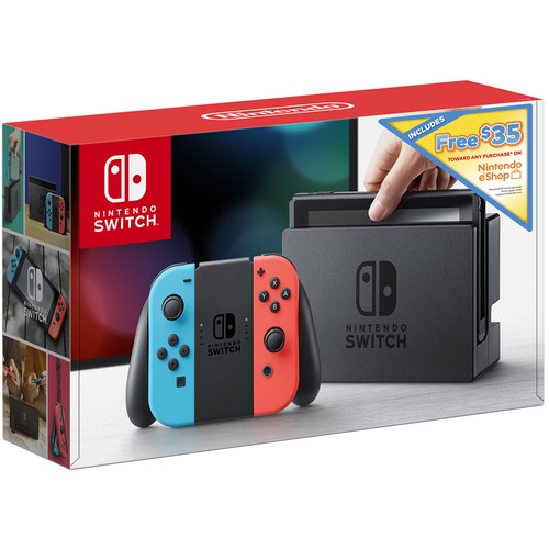 Nintendo Switch with Neon Blue and Red Controllers + HACSKAB35 Nintendo Switch with Neon Blue and Red Controllers + HACSKAB35