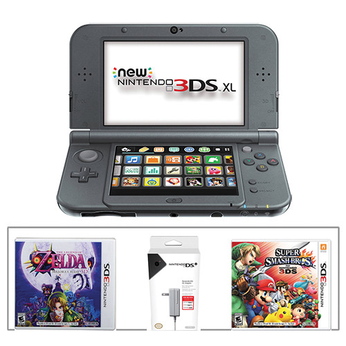 Nintendo 3DS XL Kit with Super Smash Bros. & AC Adapter (2015 Version, Black)