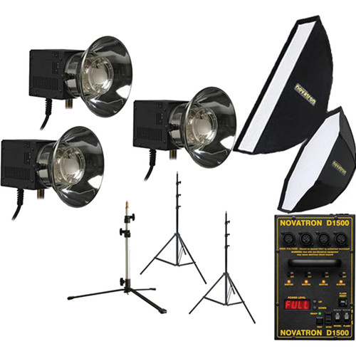 Novatron D1500 Three Fan-Cooled Head Kit with Two Softboxes