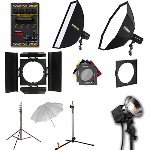 Novatron D1500 4 Fan-Cooled Light Kit with Umbrella and Softbox