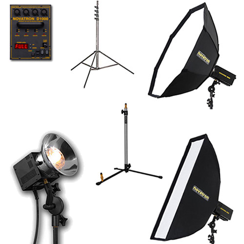 Novatron D1000 Three Fan-Cooled Heads Kit with Two Softboxes