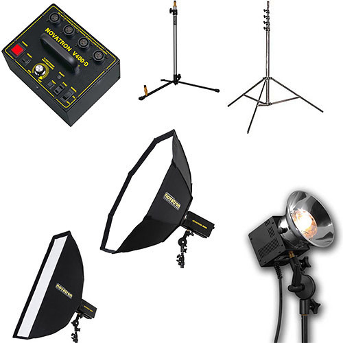 Novatron V400-D 3-Way Fan-Cooled Head Complete Kit with 2 Softboxes (115VAC)