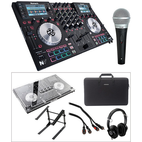 Numark NV DJ Controller Kit with Case, Cover, Headphones, Microphone, Stand, and Cables