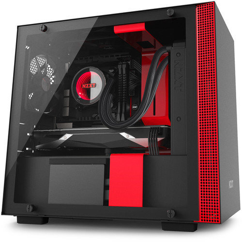 NZXT H200i Mini-Tower Case (Black/Red) CA-H200W-BR B&H Photo