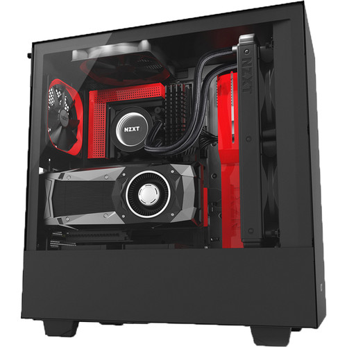 NZXT H500i Mid-Tower Case (Black/Red) CA-H500W-BR B&H Photo Video