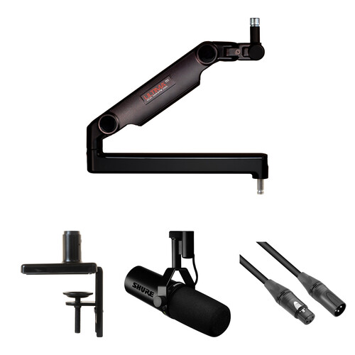 O.C. White ProBoom Ultima Gen2 Ultralow-Profile Adjustable Mic Boom Kit with Shure SM7dB Microphone (Black)