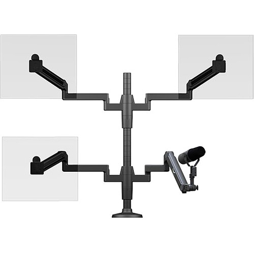 O.C. White Ultima Triple Monitor Arm & Microphone Boom SMS Package (4-14 lb Load)