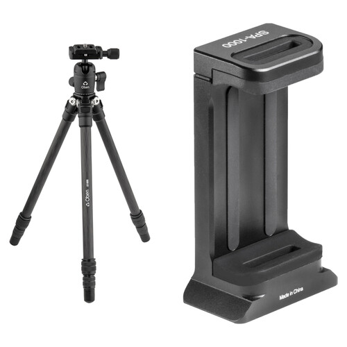 Oben CTT-1000L Carbon Fiber Tabletop Tripod and Oben SPA-1000 Arca-Type Smartphone Tripod Adapter Kit