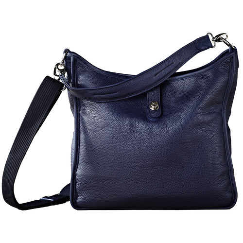 Oberwerth Kate Multi-Functional Gentian Leather Ladies Bag (Navy Blue, Silver Fastenings & Buttons)