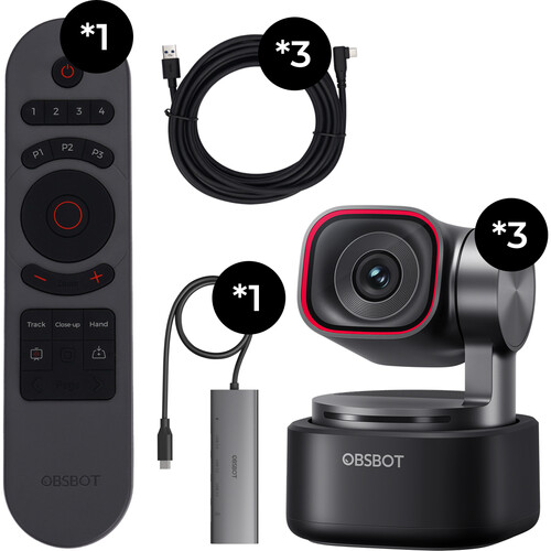 OBSBOT Tiny 3 Webcam Multicam Combo