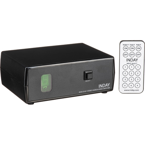 Inday 4x1 Stereo Audio & Composite Video Switcher with IR Remote
