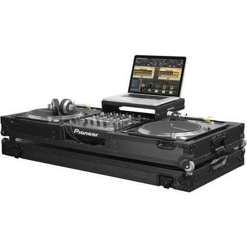 Odyssey Black Label Low Profile Glide-Style DJ Coffin for 12" Mixer & Two Turntables