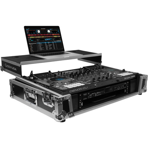 Odyssey Denon MCX8000 DJ Controller Flight Zone Glide Style Case with Lower 19" 2U Rack Space (Silver/Black)