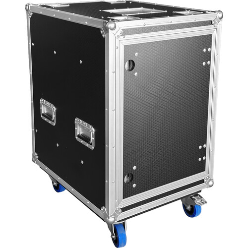 Odyssey Professional Industrial Black Board Slam Rack with Casters (16 RU)