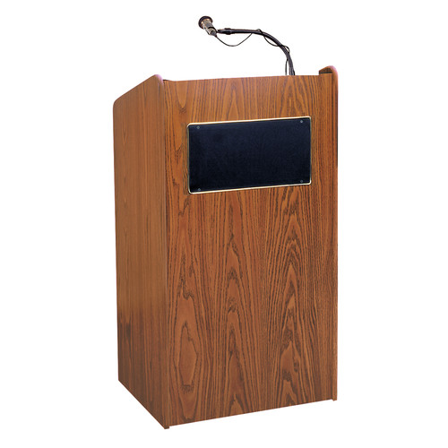 Oklahoma Sound Aristocrat Floor Lectern with Sound System and Wireless Handheld Microphone (Cherry Laminate)