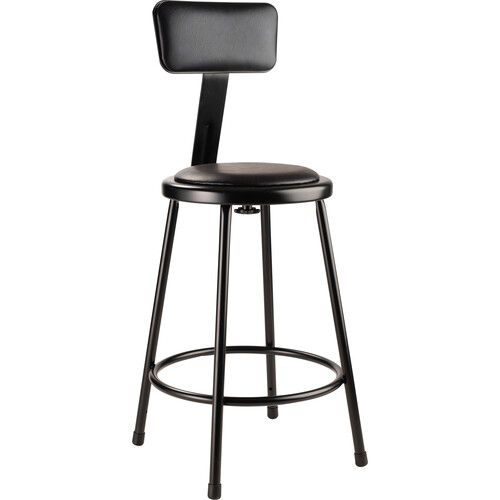 Oklahoma Sound Vinyl Padded Stool with Backrest (24", Black)