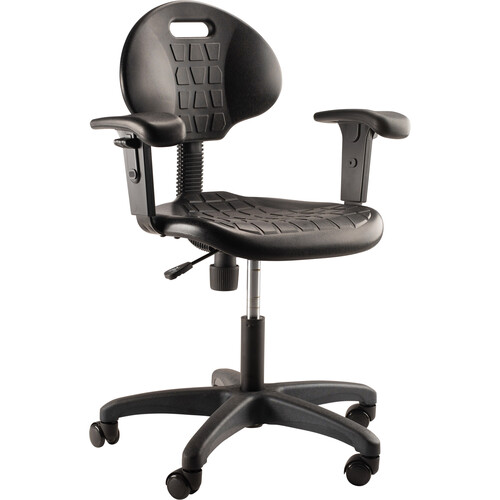 Oklahoma Sound Kangaroo Stool Adjustable Height Task Chair with Arms (Black, 16-21")