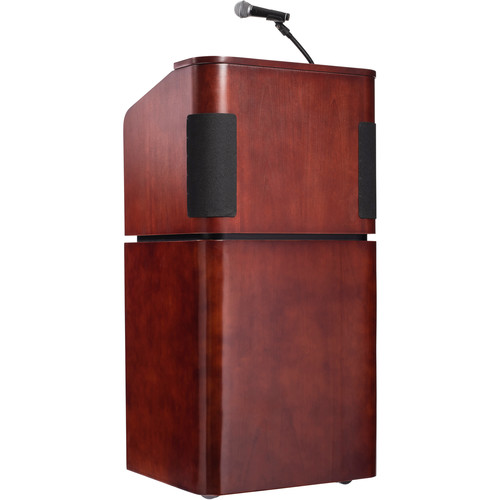 Oklahoma Sound 950/901 Tabletop and Base Combo Sound Lectern with LWM-7 Headset Wireless Microphone (Mahogany on Walnut)