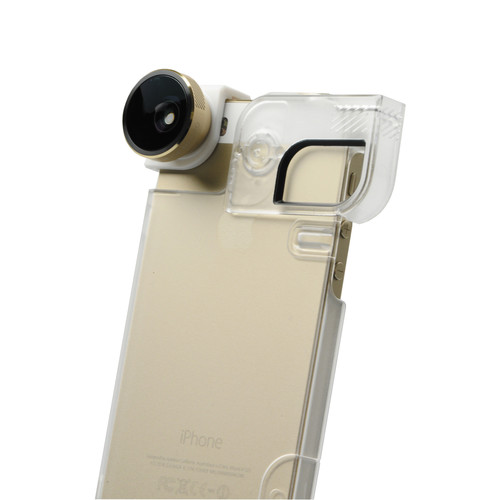 olloclip 4-in-1 Photo Lens for iPhone 5/5s + Quick-Flip Case (Clear Case / Gold Lens)