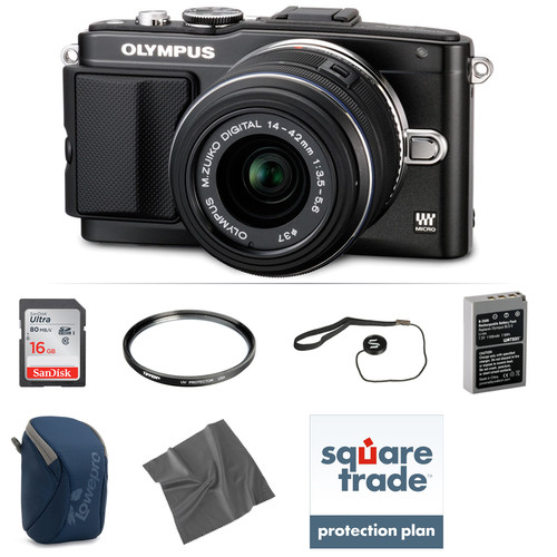Olympus E-PL5 Mirrorless Micro Four Thirds Digital Camera with 14-42mm Lens Deluxe Kit (Black)