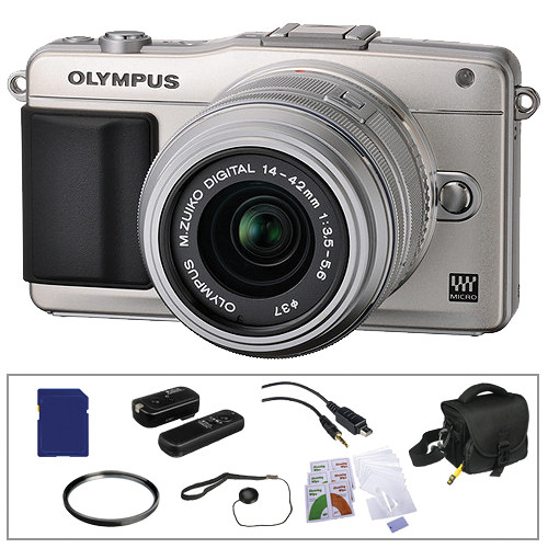 Olympus E-PM2 Mirrorless Micro Four Thirds Digital Camera Essential Kit with 14-42mm f/3.5-5.6 II Lens (Silver)