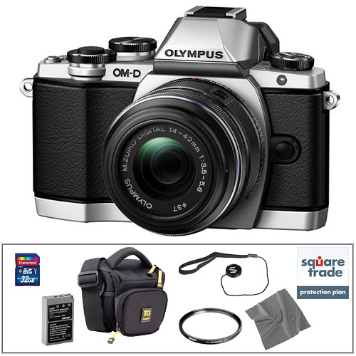Olympus OM-D E-M10 Mirrorless Micro Four Thirds Digital Camera with 14-42mm Lens Deluxe Kit (Silver)