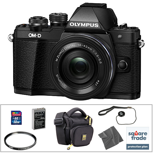 Olympus OM-D E-M10 Mark II Mirrorless Micro Four Thirds Digital Camera with 14-42mm Lens Deluxe Kit (Black)