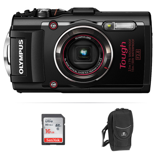 Olympus Stylus TOUGH TG-4 Digital Camera Basic Kit (Black) B&H