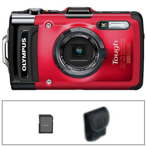 Olympus Tough TG-2 iHS Digital Camera Basic Kit (Red)