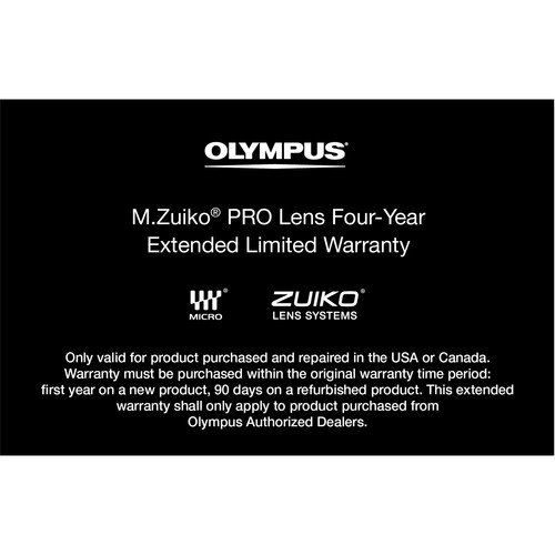 Olympus Four-Year Extended Limited Warranty for M.Zuiko PRO Lens
