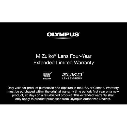 Olympus Four-Year Extended Limited Warranty for M.Zuiko Lens except M.Zuiko PRO