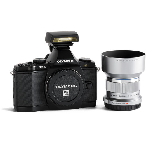 Olympus OM-D E-M5 Mirrorless Digital Camera and M. Zuiko 45mm f/1.8 Lens Premium Edition Bundle