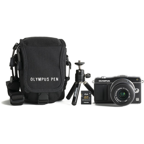 Olympus E-PM2 Mirrorless Digital Camera with M.ZUIKO 14-42mm f/3.5-5.6 Lens Bundle (Black)