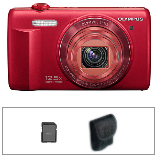 Olympus VR-370 Digital Camera Basic Accessory Kit (Red)
