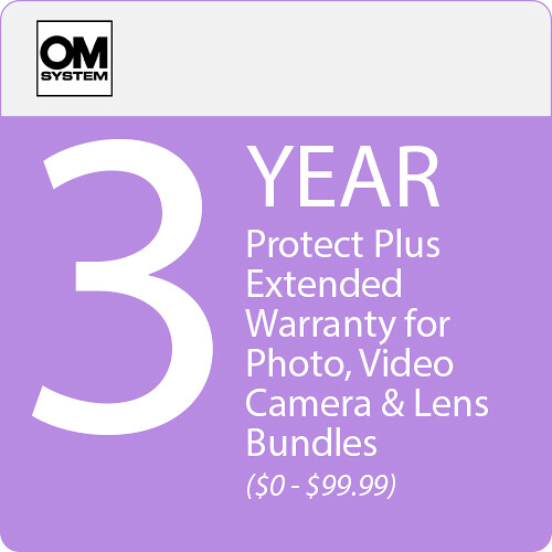 OM SYSTEM 3-Year Protect Plus Support with ADP for Photo and Video Camera and Lens Bundles (Point-of-Sale, $0-$99.99)
