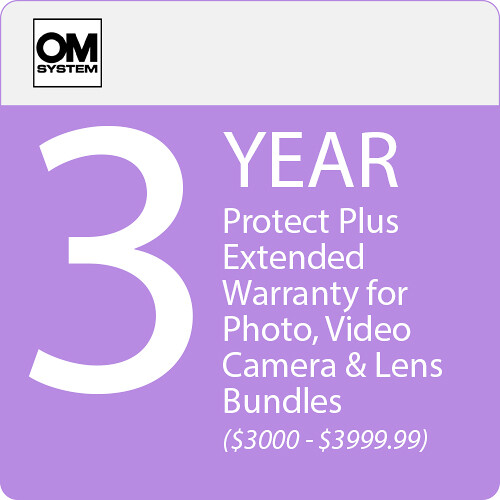 OM SYSTEM 3-Year Protect Plus Support with ADP for Photo and Video Camera and Lens Bundles (Point-of-Sale, $3000-$3999.99)