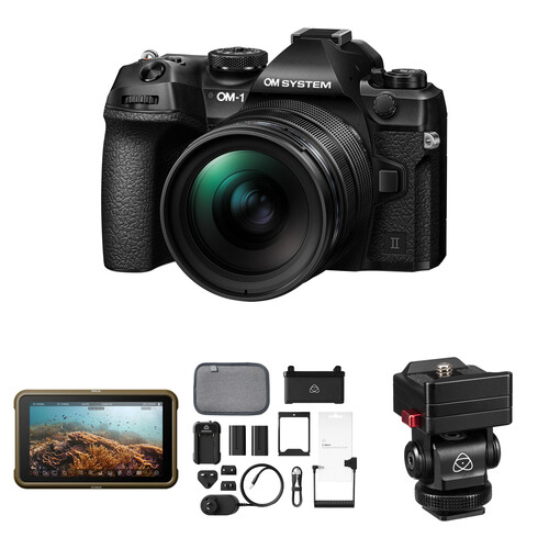 OM SYSTEM OM-1 Mark II Mirrorless Camera with 12-40mm Lens and Recording Monitor and Accessory Kit