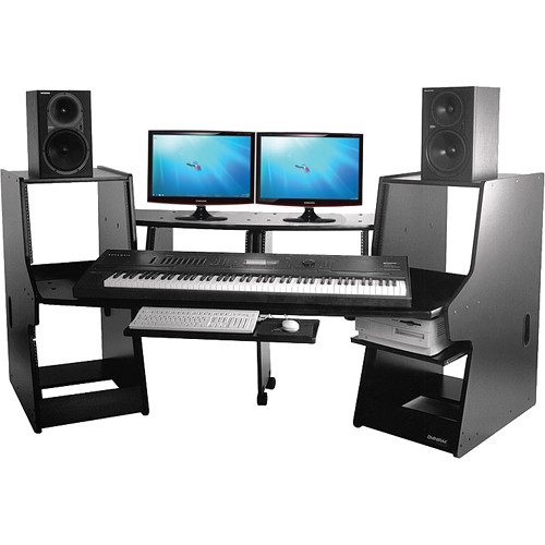 Omnirax C2 Expanded Commander Workstation (Black Melamine)