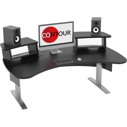 Omnirax Contour Series Fixed Height Workstation (6' Wide, Black)