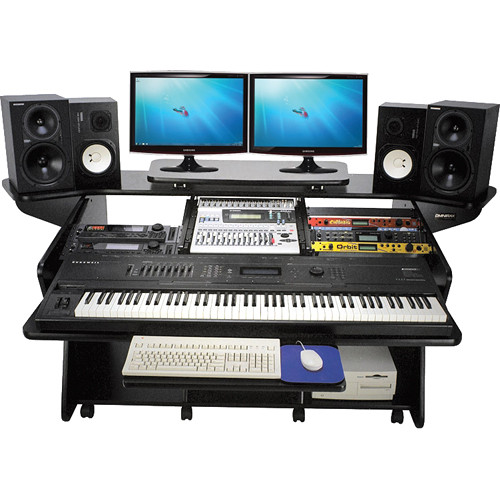Omnirax Fusion Keyboard Workstation (Black Melamine)