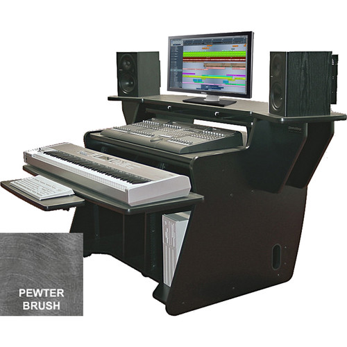 Omnirax NT2 Keyboard Composing / Mixing Workstation with Sliding Monitor Bridge (Pewter Brush Formica)