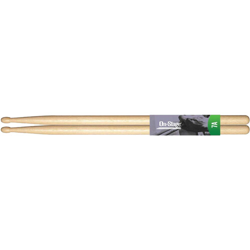 On-Stage American-Made Hickory Drumsticks (7A, Wood Tip, Pair)