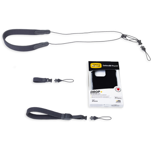 OP/TECH USA Compact Strap Trio and OtterBox Case Combo for iPhone 13 Pro (Black)