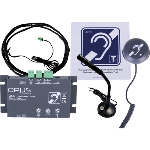 Opus Technologies DCL20-K2 Induction Loop Amplifier Kit with Gooseneck Microphone and Earphone