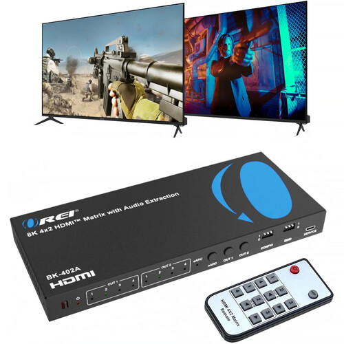 OREI 8K60 4x2 HDMI Matrix (Audio Extract, eARC)
